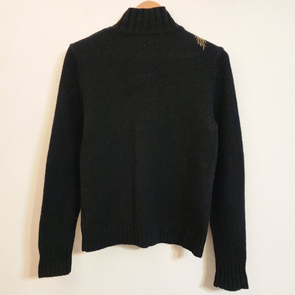 Vintage Lauren Ralph Lauren Gold Dragon Embroidery Sweater LambsWool Women PM - Picture 11 of 14